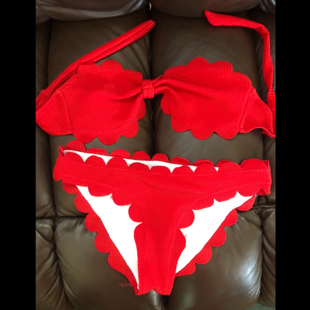 Red Scalloped Swimsuit
